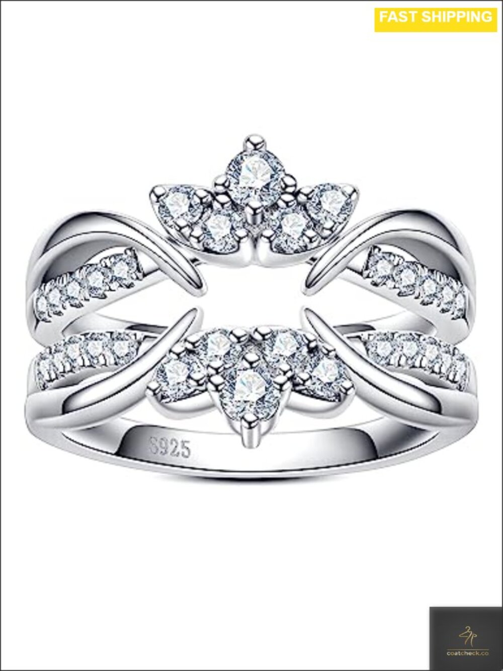 Moissanite Ring Enhancers Platinum Plated Silver Stacking Wedding Bands